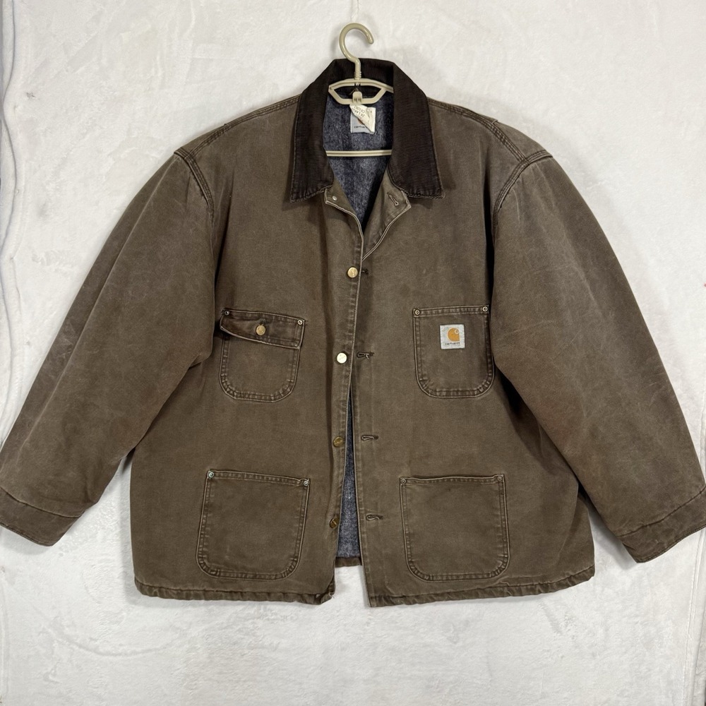 Vintage Carhartt Blanket Lined Chore Coat 2XL Brown Duck Canvas Work Jacket USA‎ - Picture 5 of 15